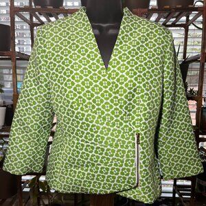 Isabella Green Clover Pattern Zip Accent Blazer Women Size 8